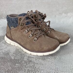 Skechers Cold Daze Boots Womens Size 10 Brown Faux Fur Lined Ankle Hiking
